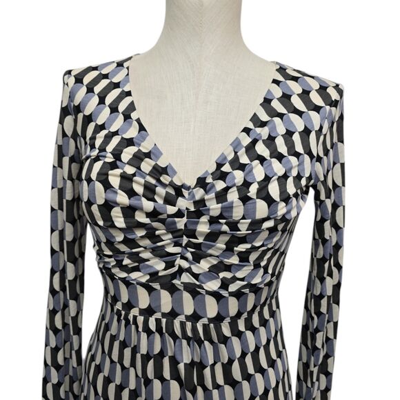 Boden Black Gray Polka Dot V-Neck Sheath Shift Jersey Dress Size US‎ 2 Regular - Picture 8 of 10